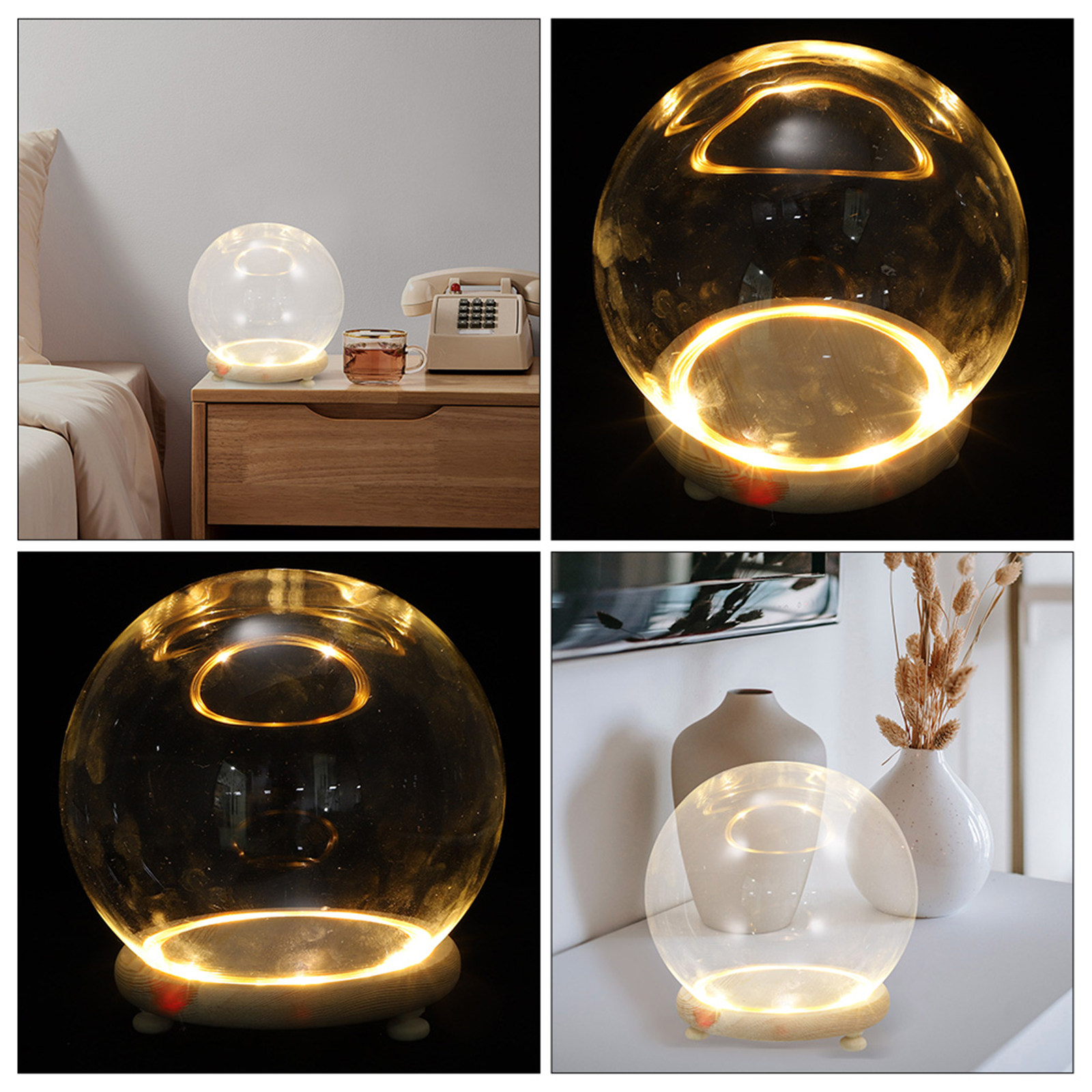 Plastic Dome Clear - クリアガラスドーム型プリザーブドフラワーディスプレイケース、木製ベースと装飾カバー付き、家庭、コーヒーショップ、パーティー、ギフトに最適