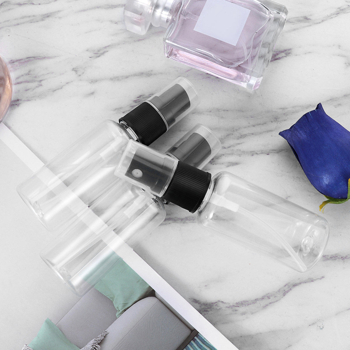 Misting Bottle Fine - 12個入り漏れ防止ポータブルスプレーボトル 透明プラスチック製ファインミスト トラベル香水オイル収納用ポータブルスプレーボトル