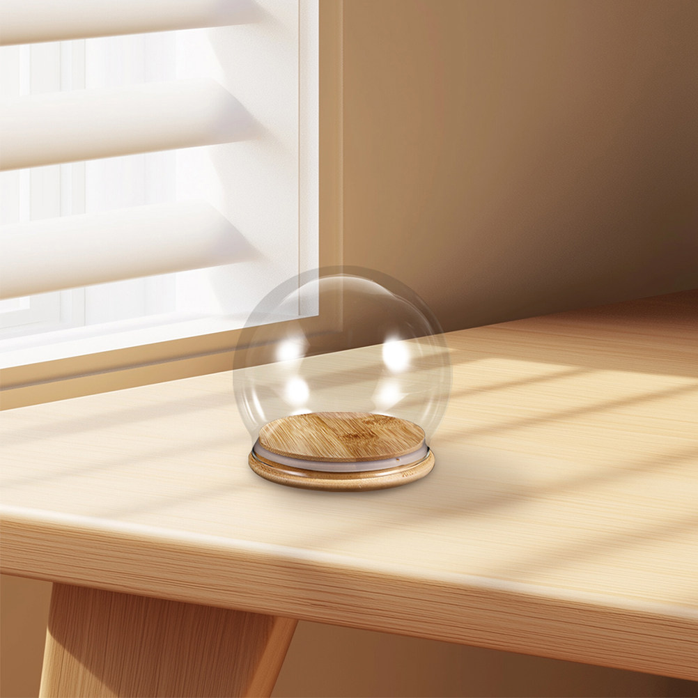 2個セット 透明ガラスドームディスプレイ クローシュ 木製ベ - Plastic Dome Clear のレビューと価格