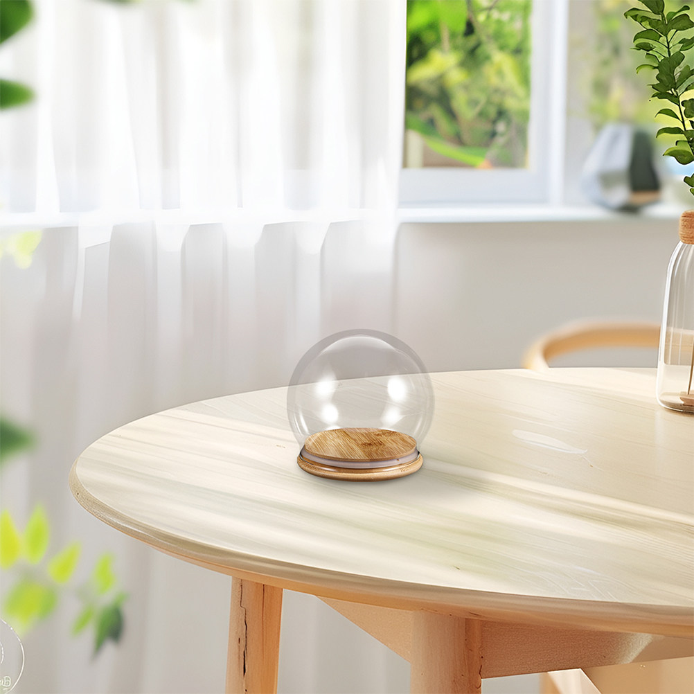 2個セット 透明ガラスドームディスプレイ クローシュ 木製ベ - Plastic Dome Clear のレビューと価格