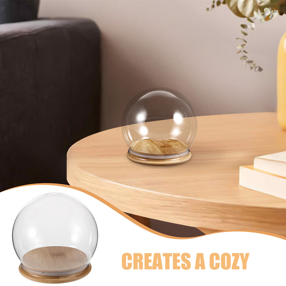 2個セット 透明ガラスドームディスプレイ クローシュ 木製ベ - Plastic Dome Clear のレビューと価格