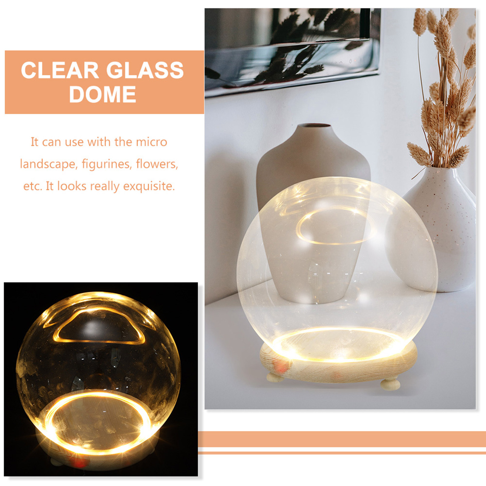 クリアガラスドーム型プリザーブドフラワーディスプレイケース、 - Plastic Dome Clear のレビューと価格