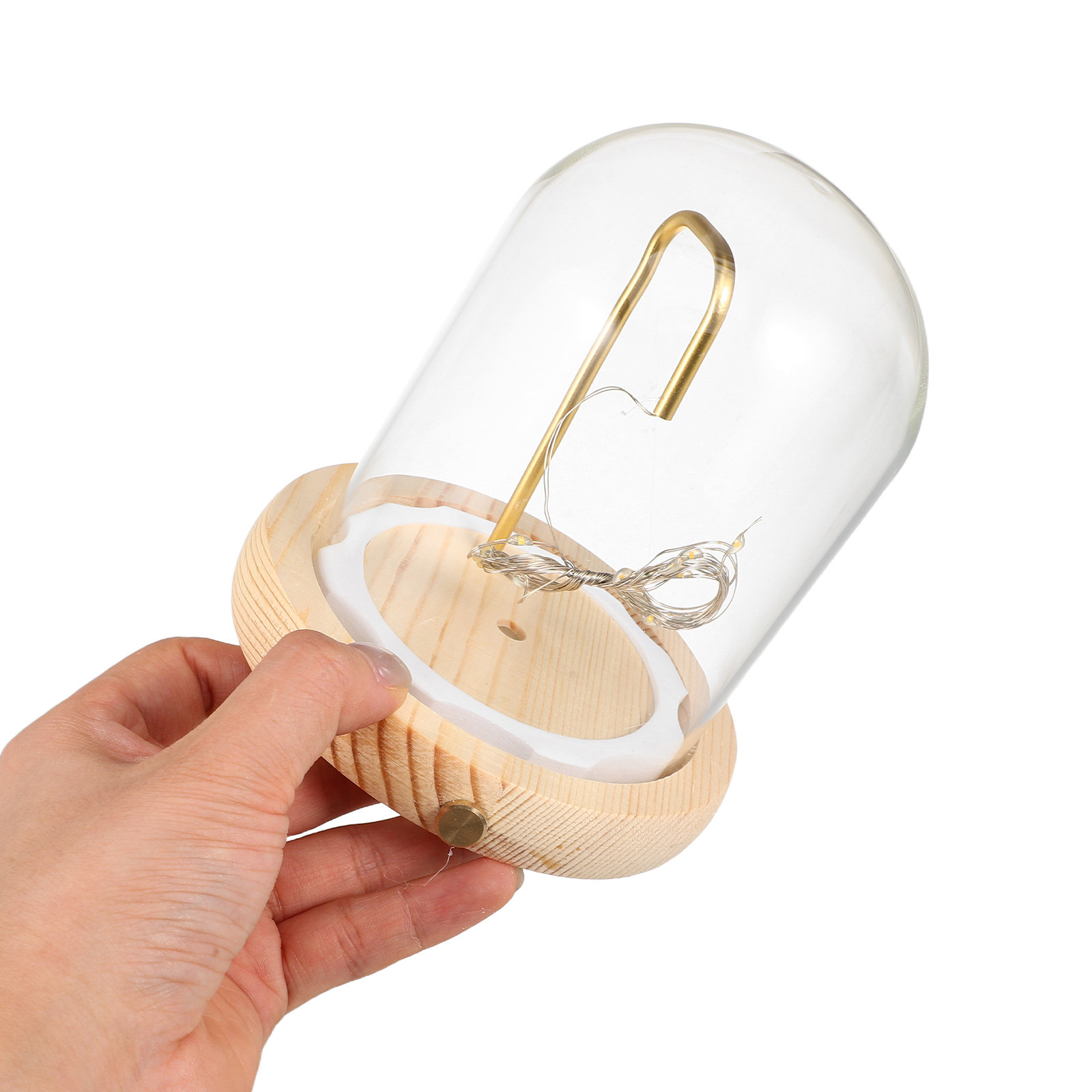 ガラス製ディスプレイドーム 木製ベース LED照明付き 透明 - Plastic Dome Clear のレビューと価格