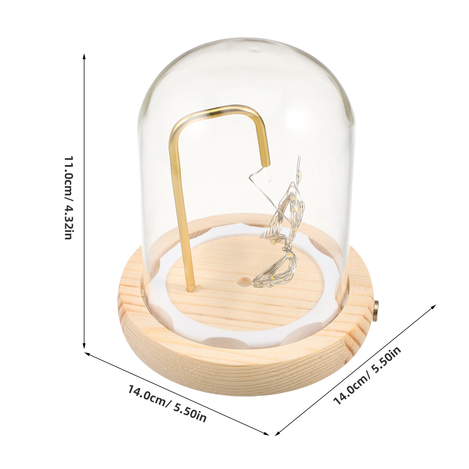 ガラス製ディスプレイドーム 木製ベース LED照明付き 透明 - Plastic Dome Clear のレビューと価格